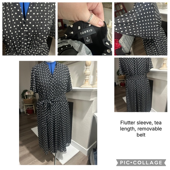 Torrid size 1 midi length black and white polka dot dress - Picture 1 of 1
